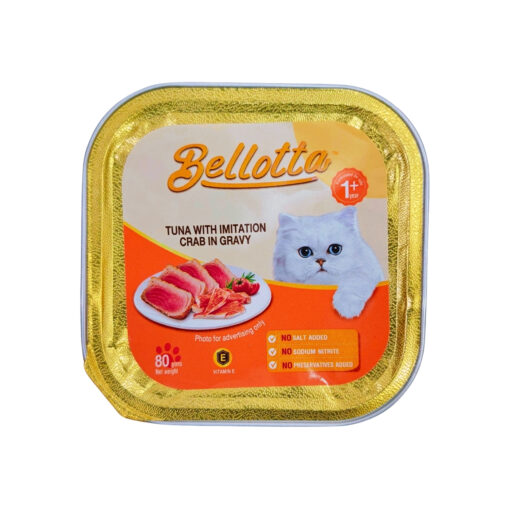 Bellotta Tray Tuna with Imitation Crab in Gravy (80g)